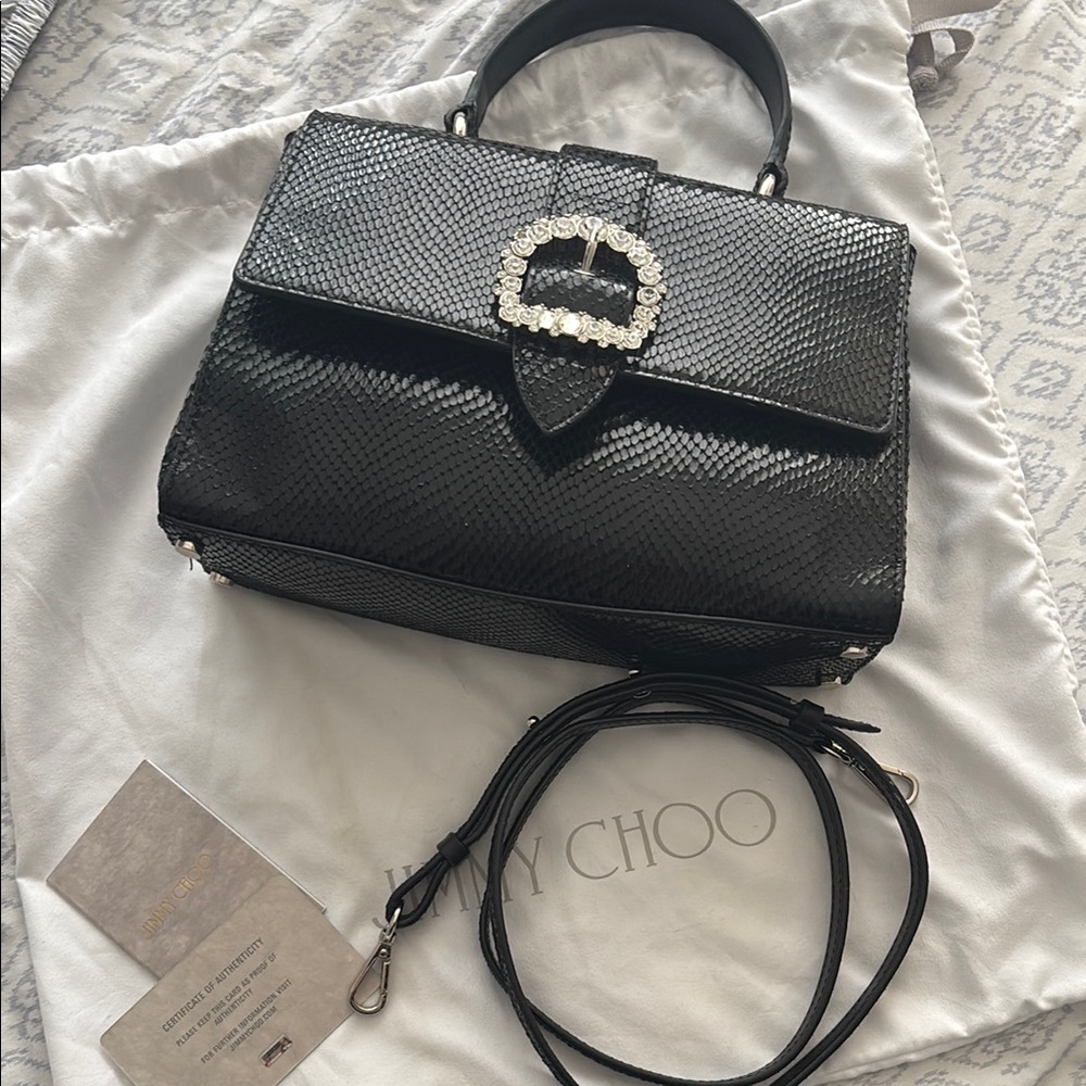 Jimmy Choo Black Satchel with Silver Hardware